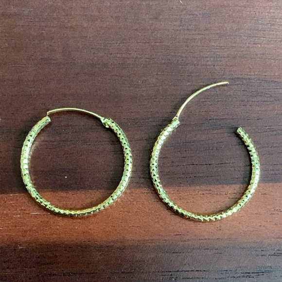 Jewelry - 24K Gold Plated Textured Hoops